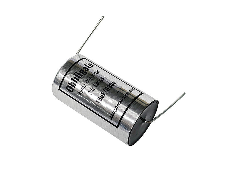 Obbligato 15uF 630Vdc “New” Silv Series Metalized Polypropylene Film Capacitor Axial Lead